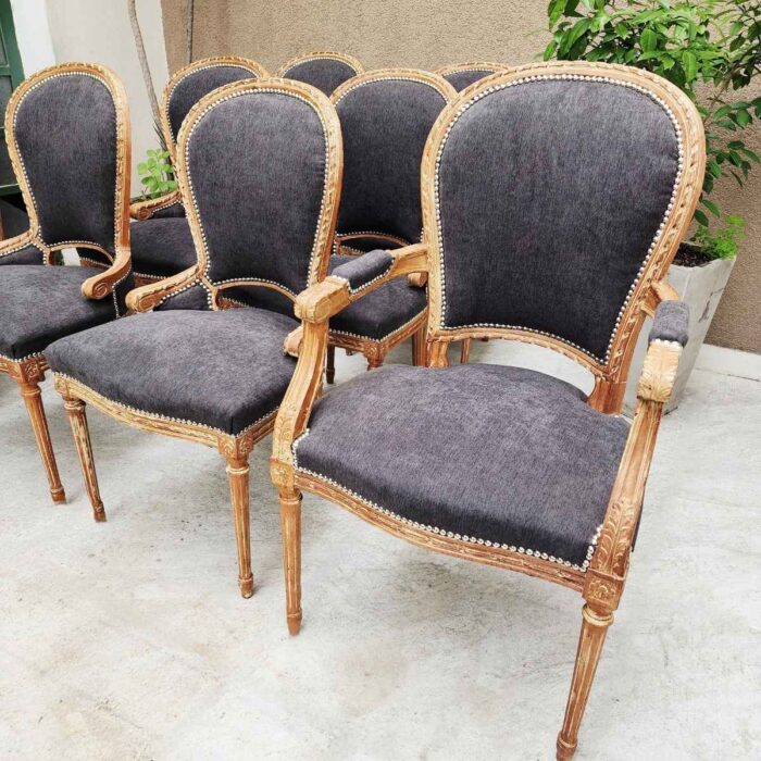 6 Sillas + 2 Sillones Luis XVI - Imagen 2