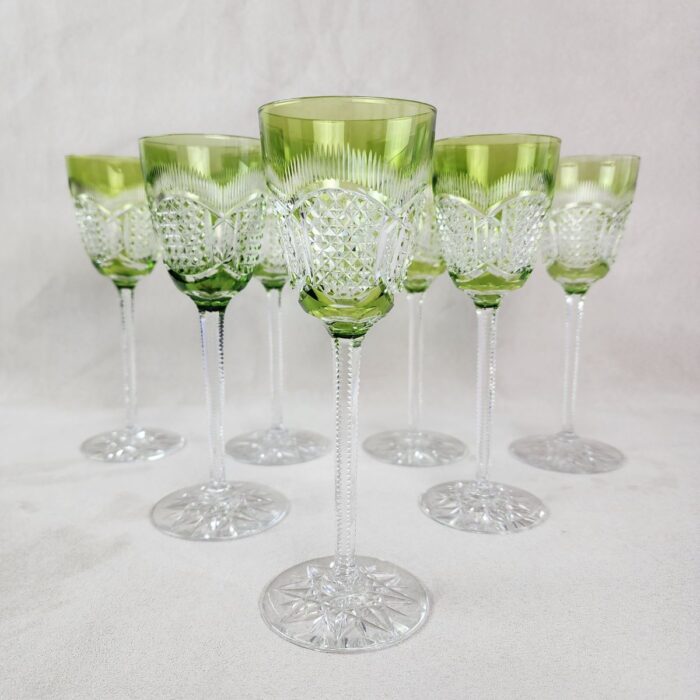 7 Copas De Cristal Verde