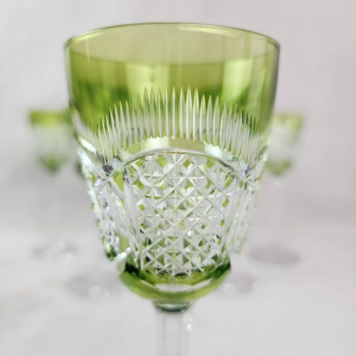 7 Copas De Cristal Verde - Imagen 2