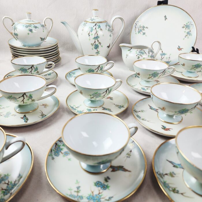 Juego De Te Porcelana Tsuji Pintado A Mano