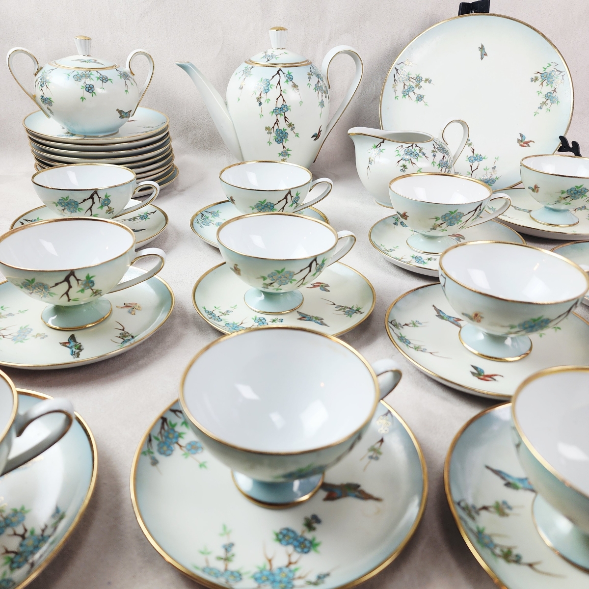 Juego De Te Porcelana Tsuji Pintado A Mano