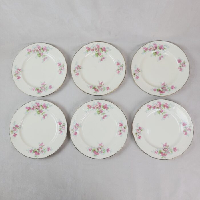 6 Platos Ingleses Alfred Meakin con Flores Rosadas