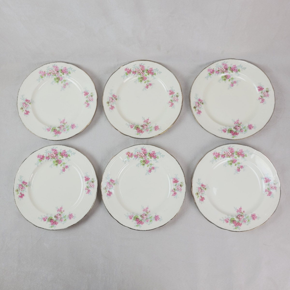 6 Platos Ingleses Alfred Meakin con Flores Rosadas