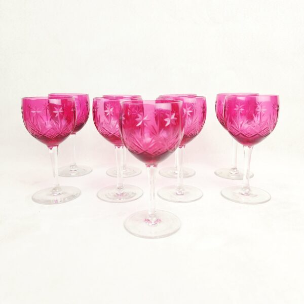 8 Copas Rosadas Talladas