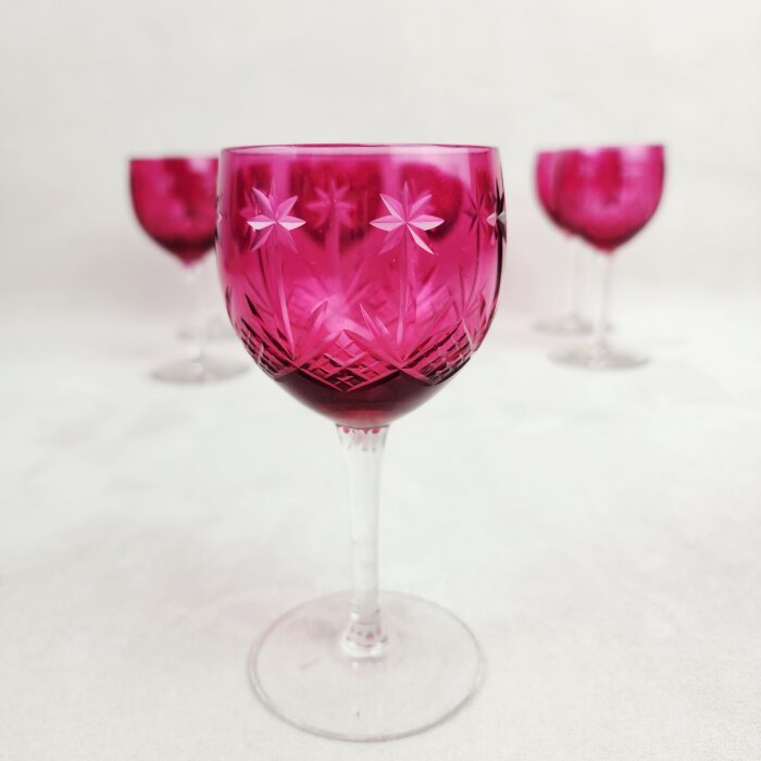 8 Copas Rosadas Talladas - Imagen 2