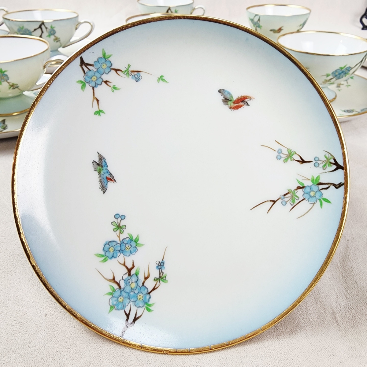 Juego De Te Porcelana Tsuji Pintado A Mano - Imagen 5