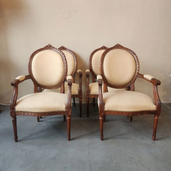 4 Sillones Franceses Estilo Luis XVI ( Tapizado a Elección ) CONSULTAR