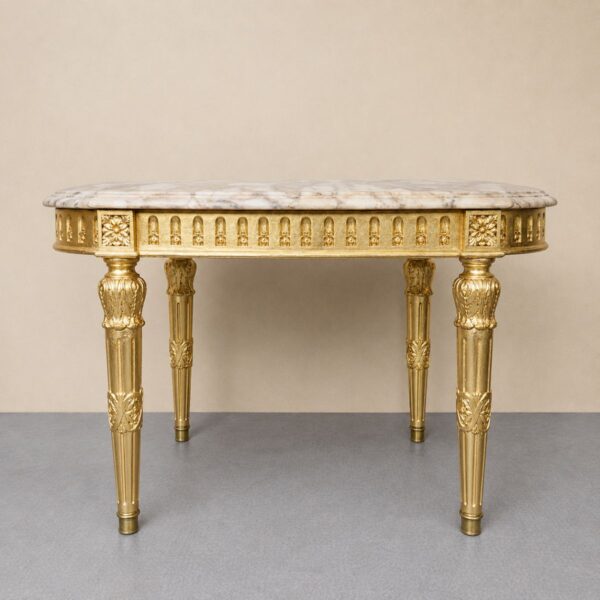 Mesa de Sala Francesa Estilo Luis XVI con Dorado a la Hoja